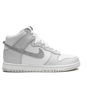 Nike dunk high 8W grey white / silver glitter swoosh size